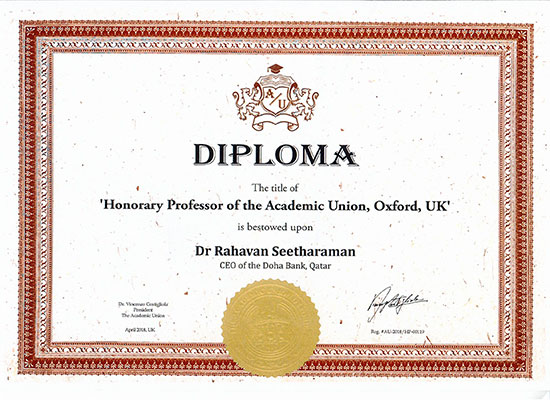 Honorary Professor of the Academic Union, Oxford, UK – London
