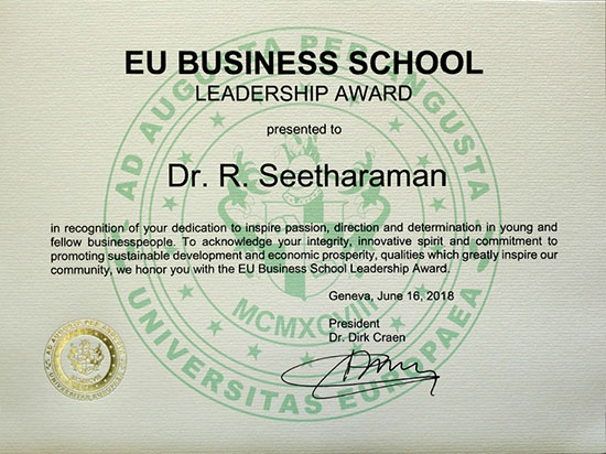 EU Business School Leadership Award – 2018