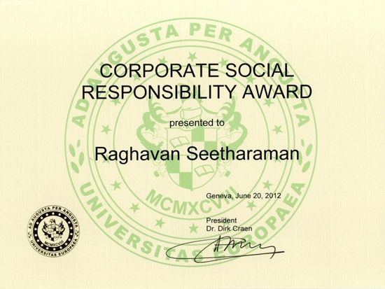 Corporate Social Responsibility Award - Geneva